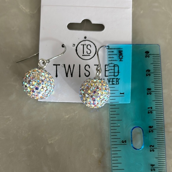 Twisted Silver Sparkling Earrings - Picture 2 of 2